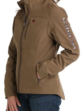 Cinch Tan Softshell Jacket with Sleeve Logo